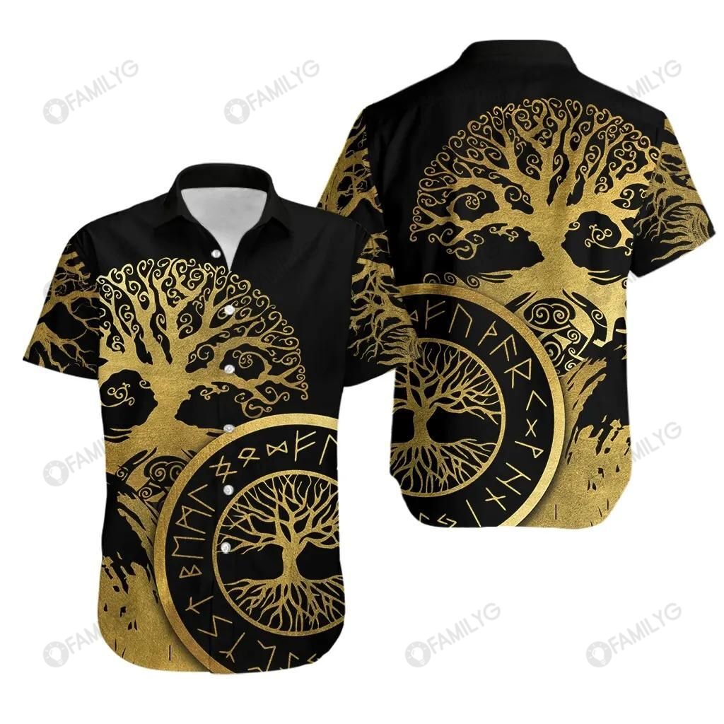 Viking Shirts – Nordic Viking Yggdrasil Colorful Unique – Viking Hawaiian Shirt Summer Hawaiian For Men, Women, Couple