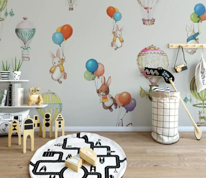 3D Cartoon Animal Balloon Wall Mural Wallpaper 31