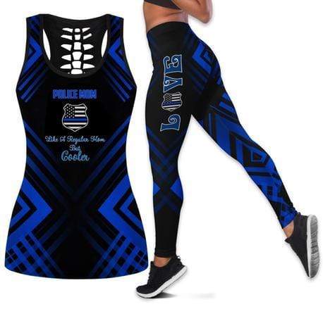 Mother’s Day Gifts Proud US Police Officer Mom Hollow Tank Top And Legging 3D Print #L