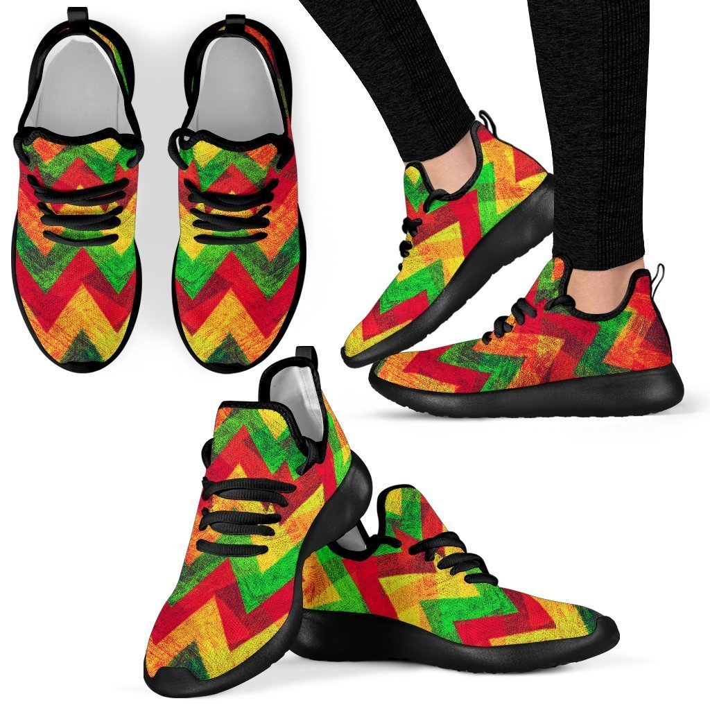 Zig Zag Reggae Pattern Print Mesh Knit Shoes