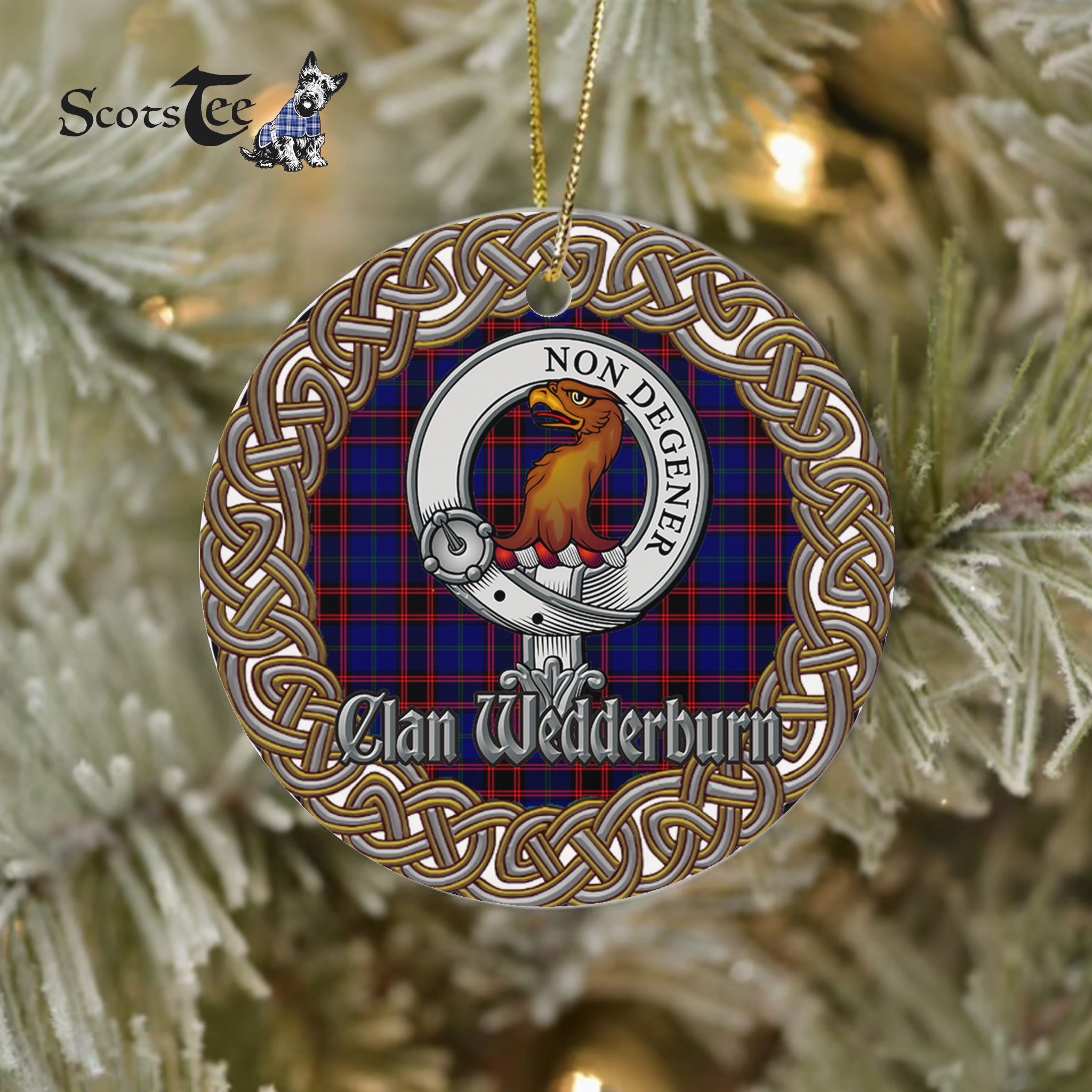 Wedderburn Celtic Circle Plaid Ornament Gift. Christmas Tree Ornament Tartan Ornament Great Christmas Ornaments Gift