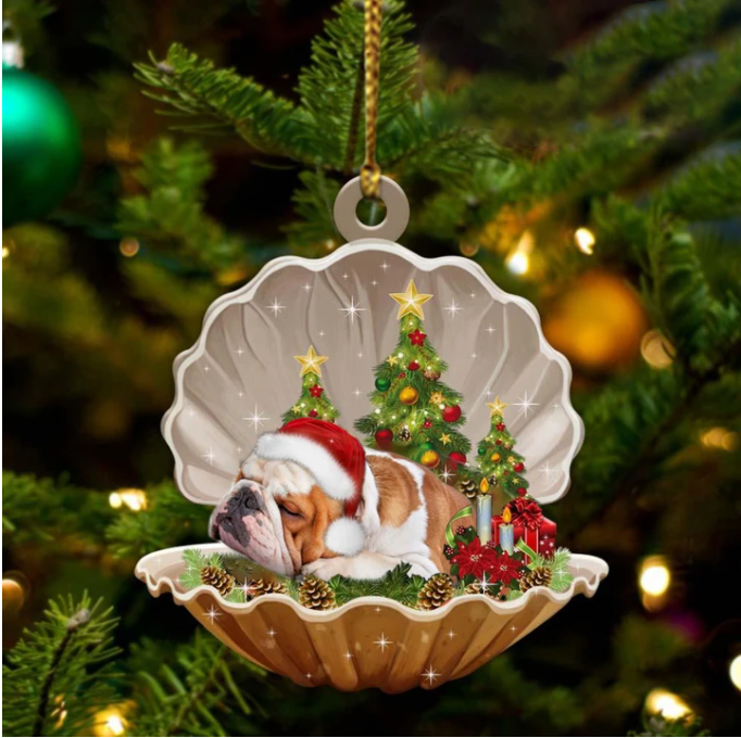 Bulldog-Sleeping Pearl In Christmas Two Sided Ornament