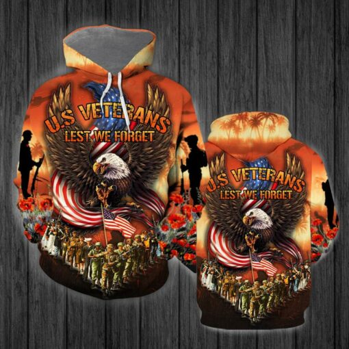 American Veteran Lest We Forget 3D All Over Print Shirts For Men & Women, Happy Veteran Memorial 3D Shirts, Veteran Day