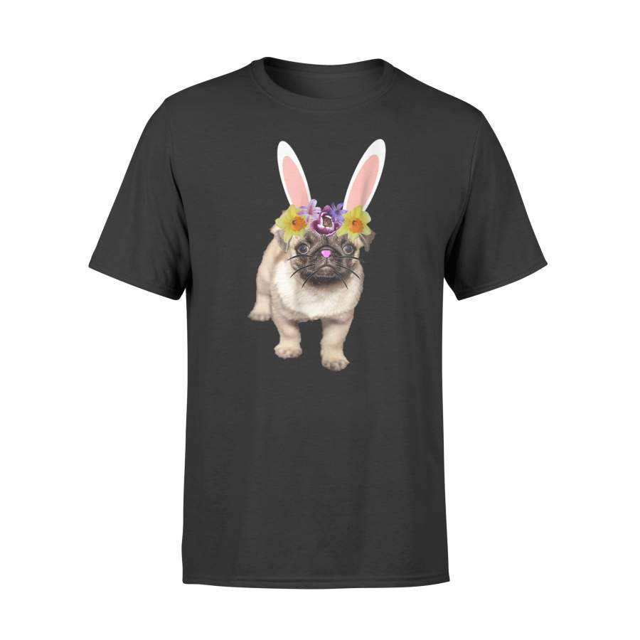 Easter Pug Bunny Flowers Daffodils Funny And Cute T Shirt