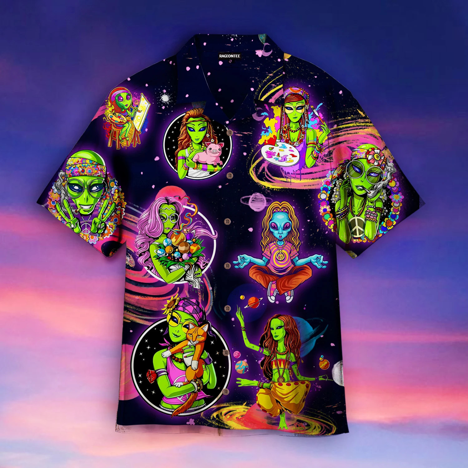 Hippie Alien Hawaii Shirt Unisex Adult Ha35185