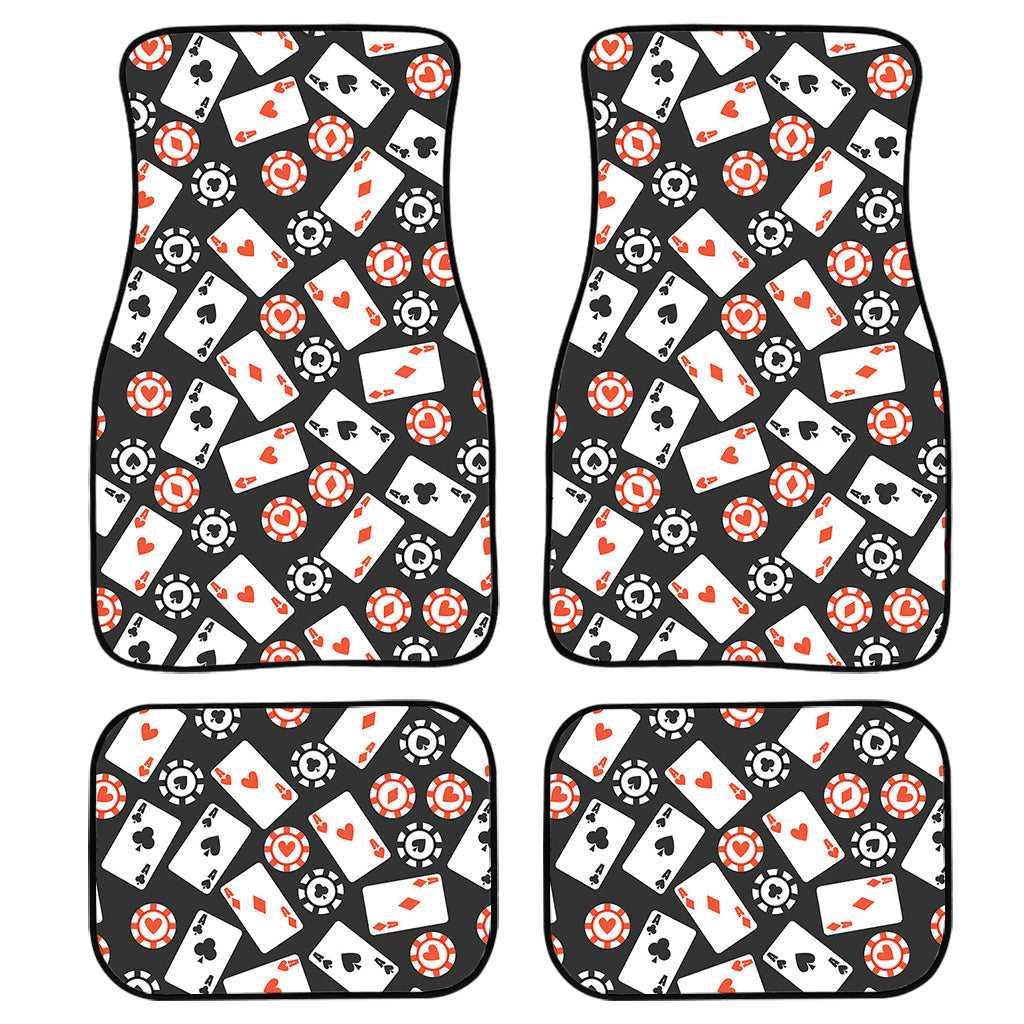 Casino Chip And Card Pattern Print Front And Back Car Floor Mats, Front Car Mat