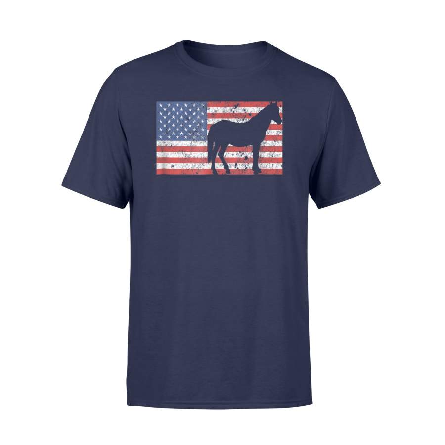 American Flag Horse Equestrian – Funny Horse T-Shirt