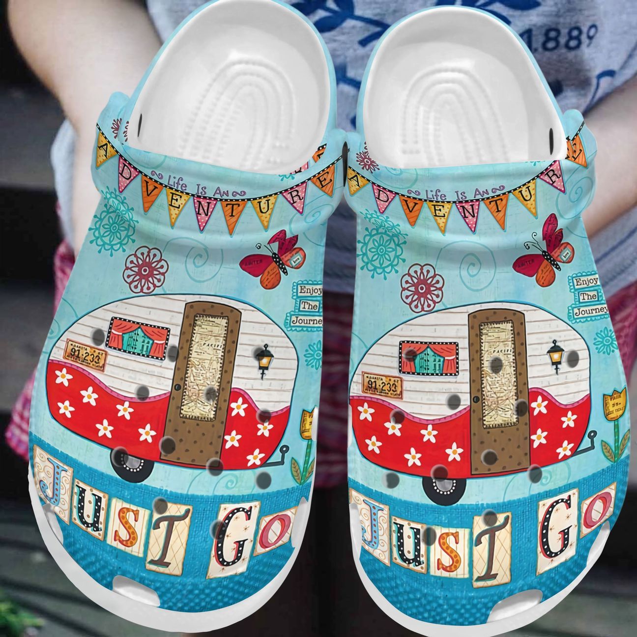 Just Go Camping Personalized Clog, Custom Name, Text, Color, Number Fashion Style For Women, Men, Kid, Print 3D