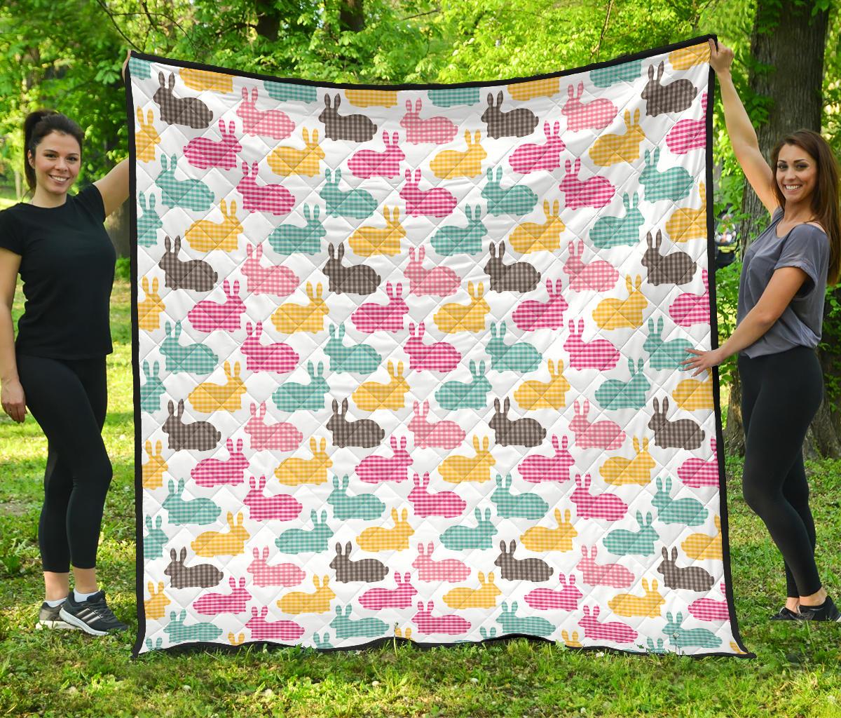 Colorful Rabbit Pattern Premium Quilt