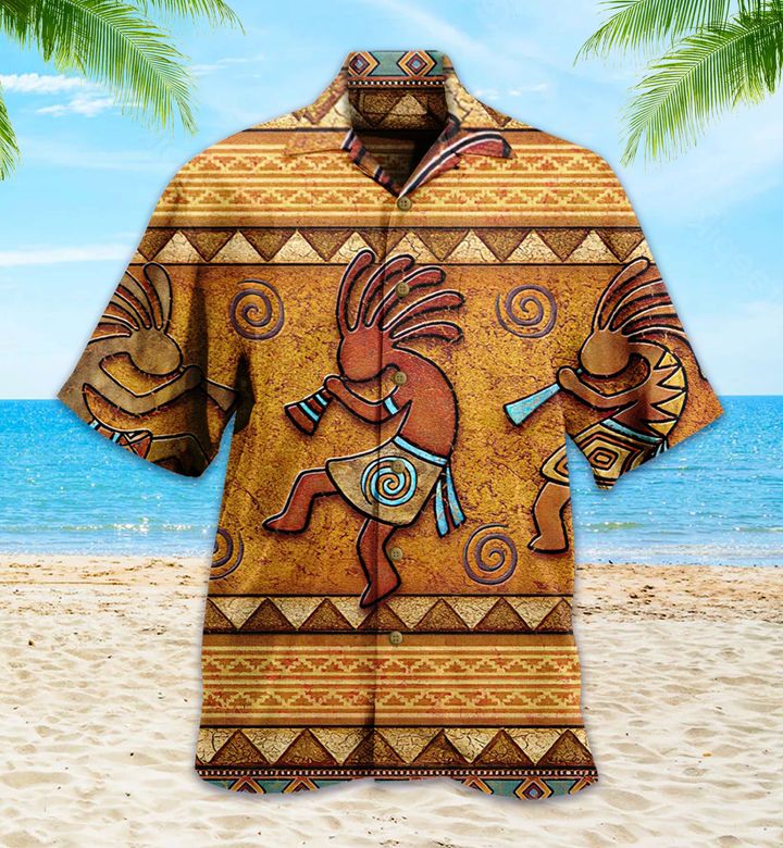 Native American Kokopelli Yellow Hawaii Shirt Ha64186