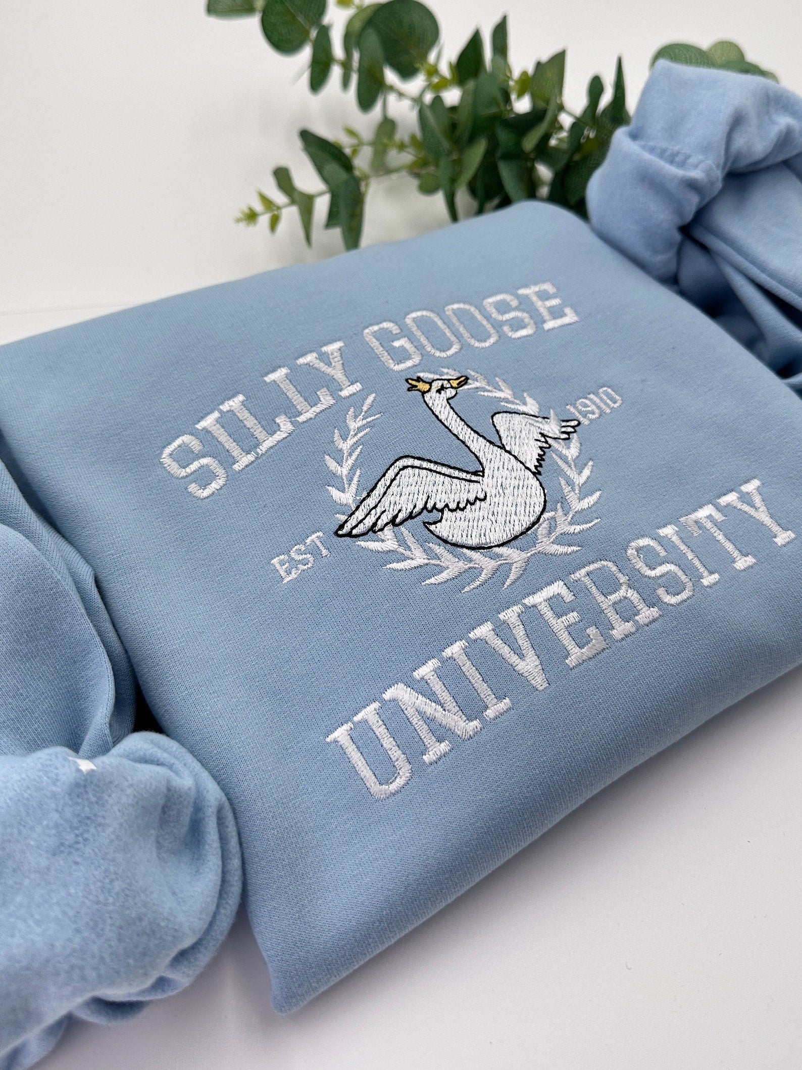 Sil.Ly Goo.Se University Embroidered Sweatshirt 2D Crewneck Sweatshirt All Over Print Sweatshirt For Women Sweatshirt For Men Sws4524