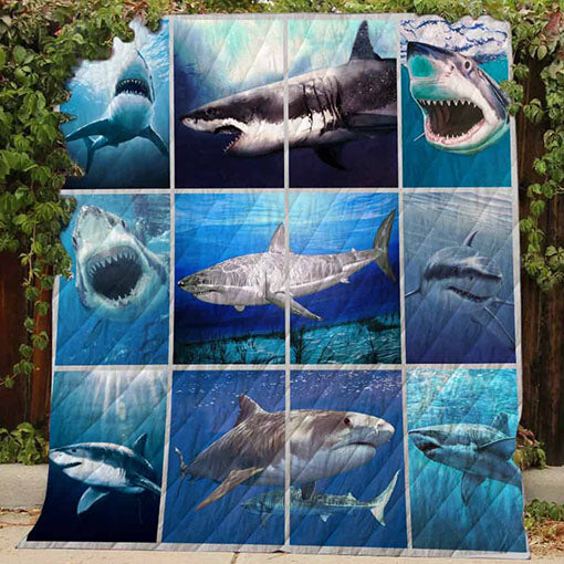 Shark In The Ocean Quilt Blanket Great Customized Blanket Gifts For Birthday Christmas Thanksgiving