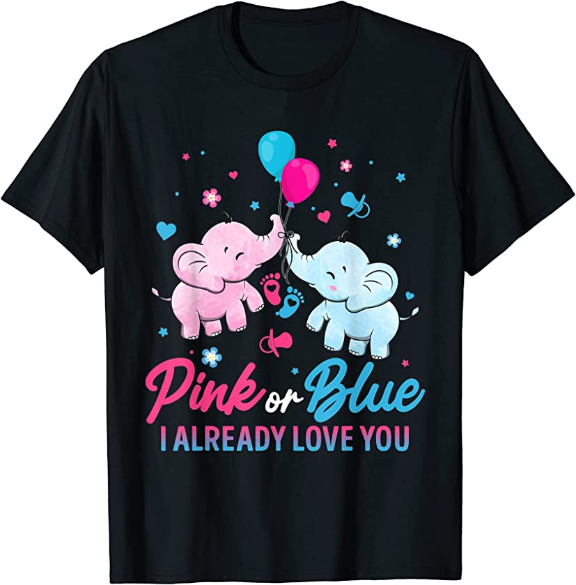 Gender Reveal Pink or Blue Boy or Girl Elephants T-Shirt