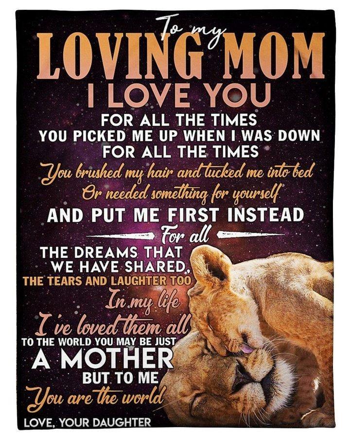 [Personalized Name] Lion Gift For Mom You Are The World –  Gift For Mommy, Gift For Home Decor, Gift For Family  – Fleece Blanket