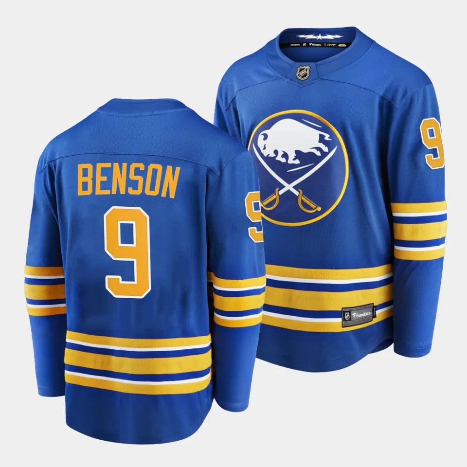 Zachary Benson #9 Buffalo Sabres 2023 NHL Draft Home Men Jersey – Blue