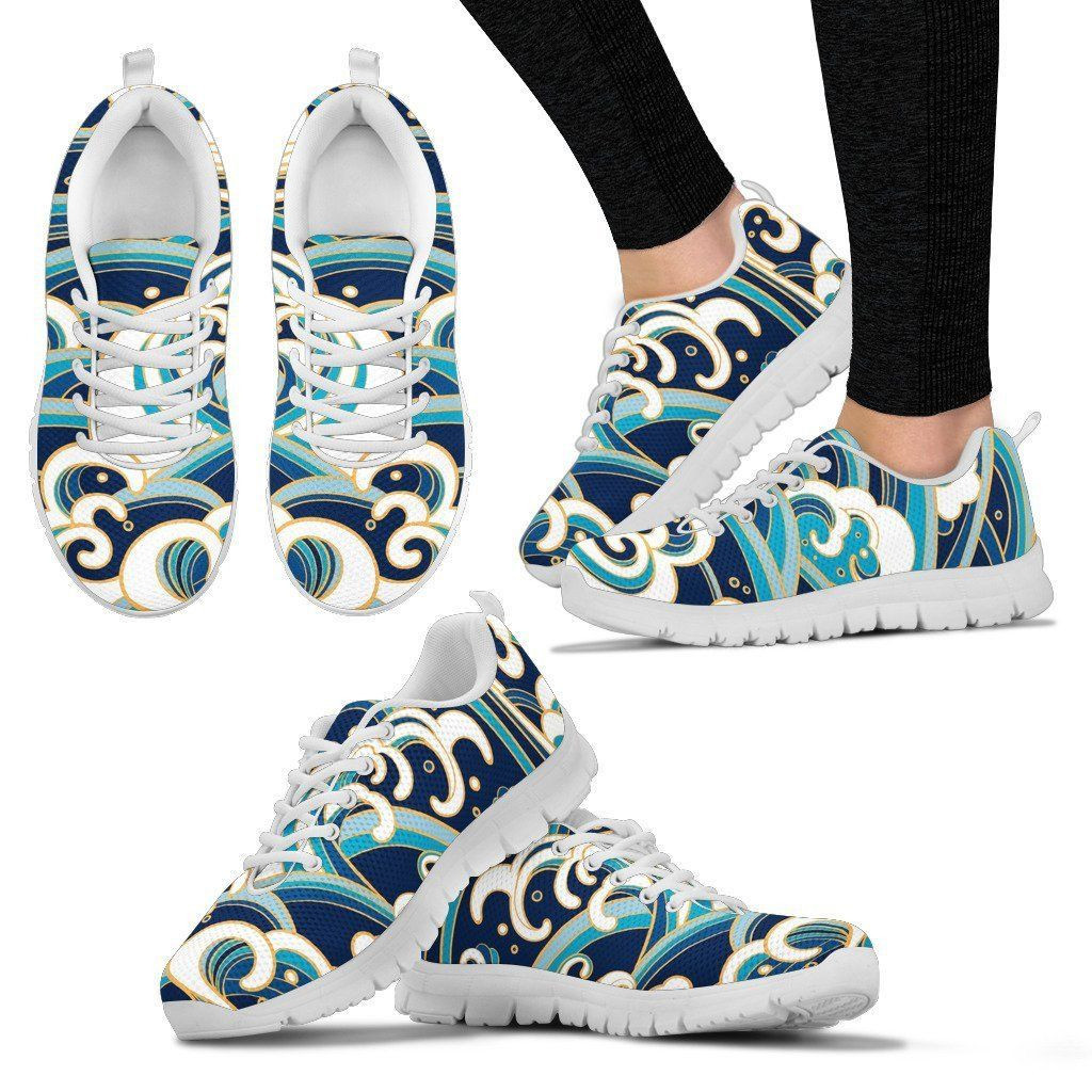 Surf Wave Pattern Print Sneakers Shoes