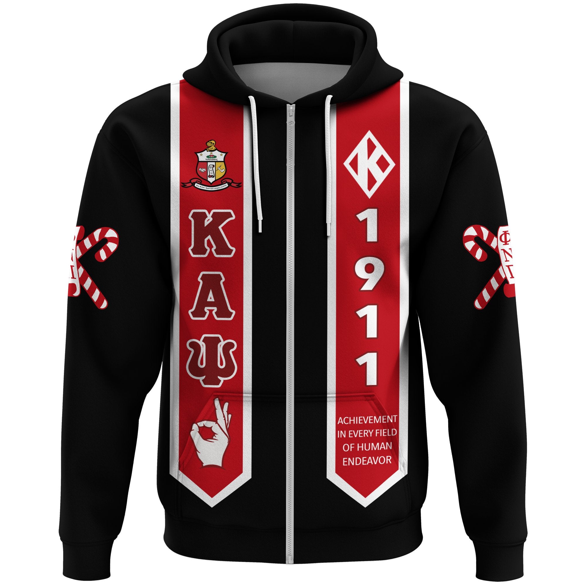 Greek Life Hoodie – Kappa Alpha Psi Zip Hoodie Graduation Stole Style