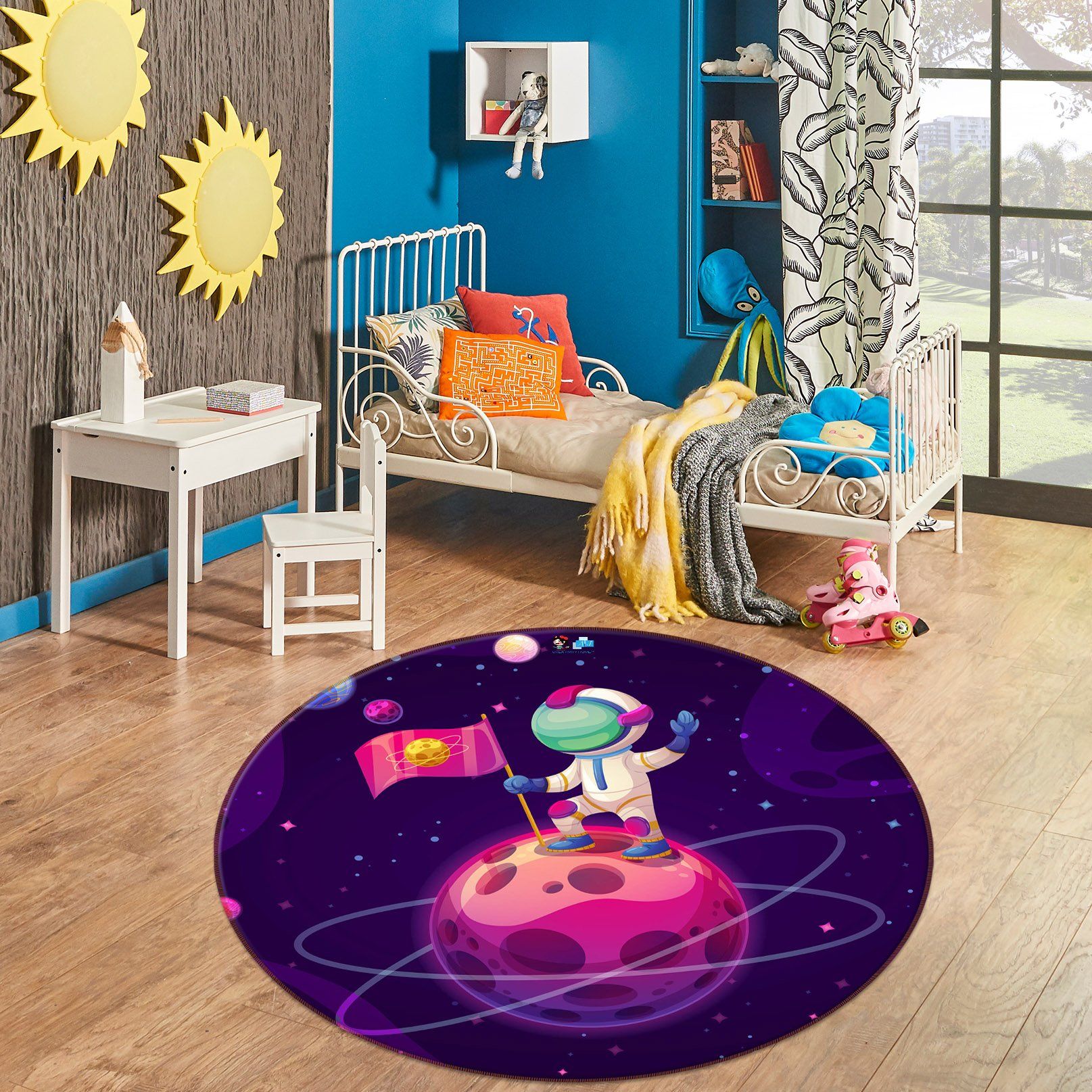 3D Astronaut Planet 75126 Round Rug – Round Carpet Home Decor