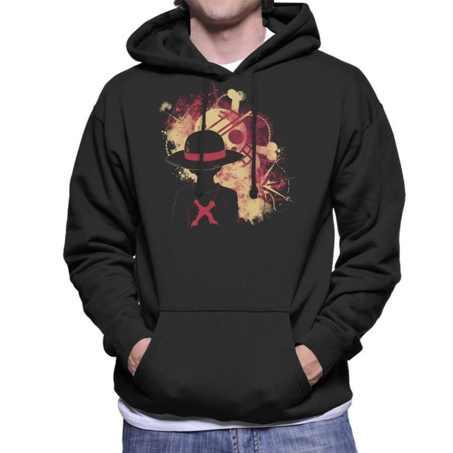 One Piece Straw Hat Skull Silhouette Men’s Hooded Sweatshirt