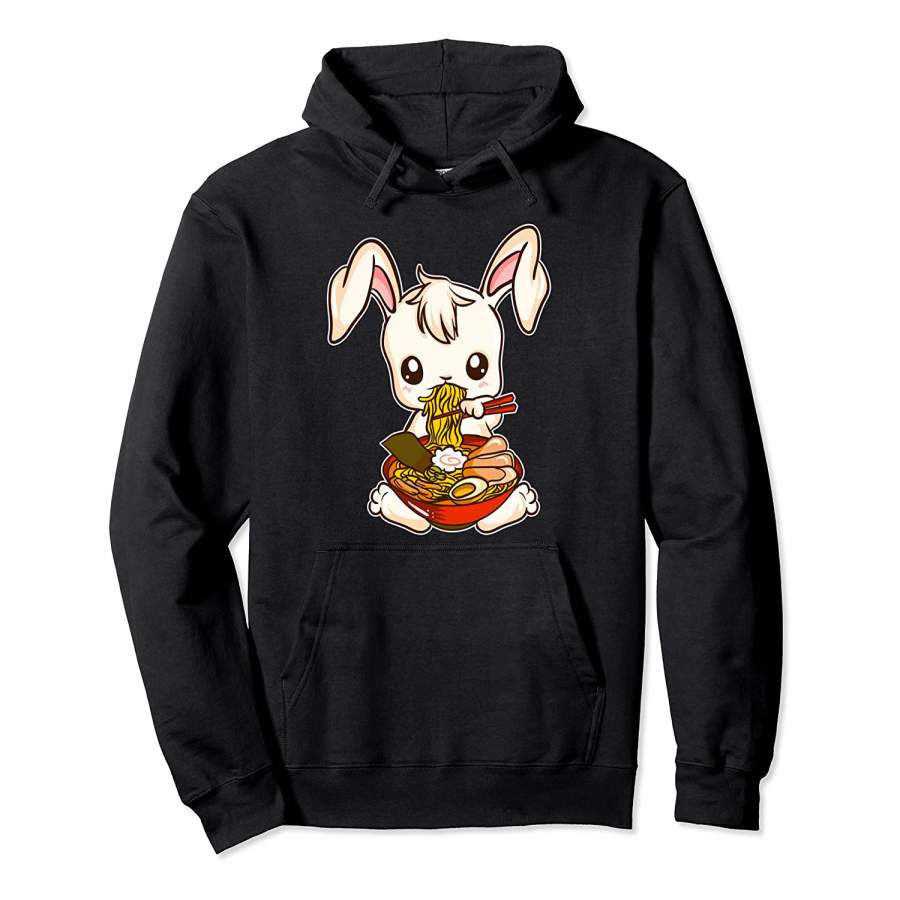 Kawaii Japanese Anime Bunny Rabbit Ramen Pullover Hoodie Unisex 3D All Over Print