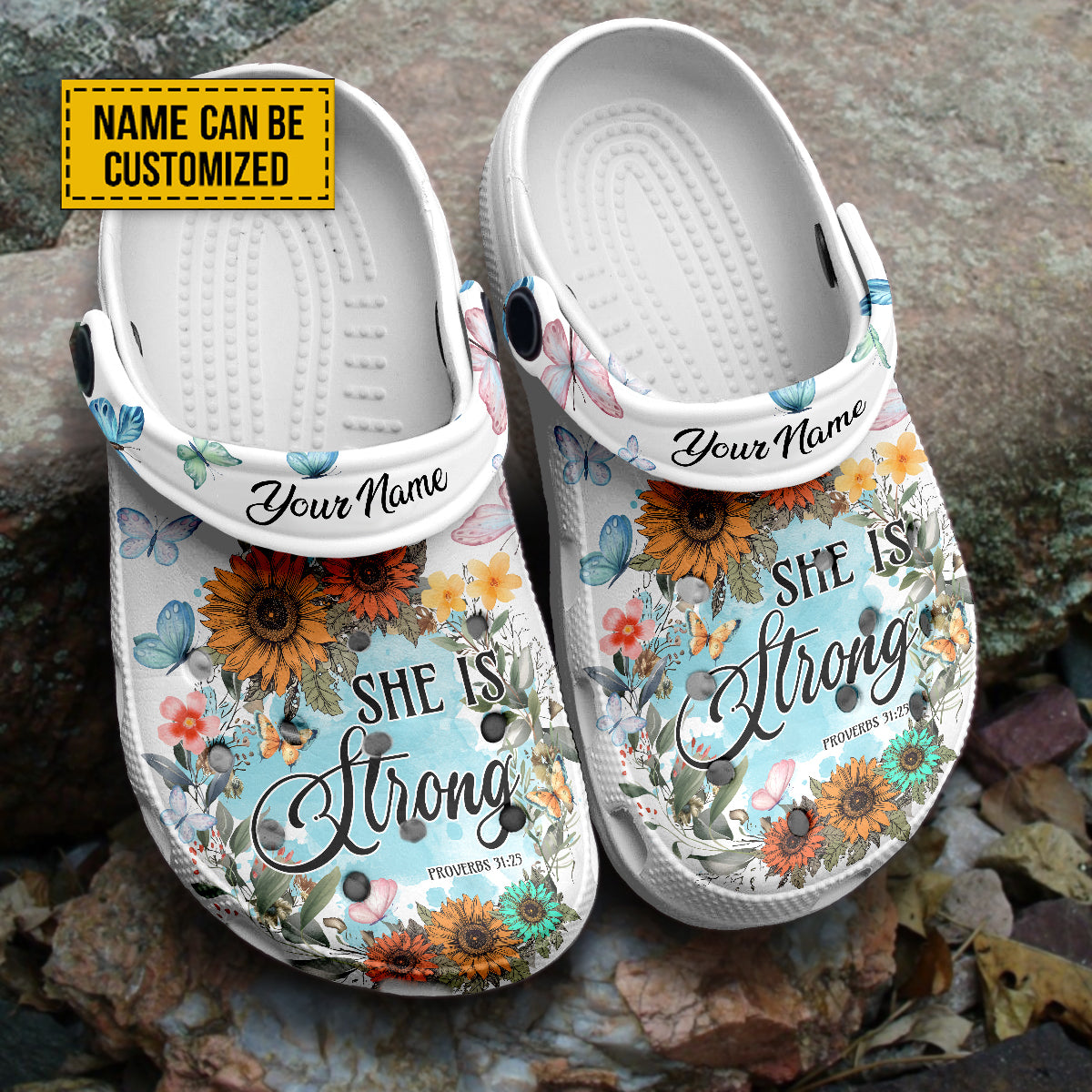 She Is Strong Jesus Customized Crocs Crocband Clogs Shoes Comfortable For Men Women and Kids Gift For Jesus Lovers