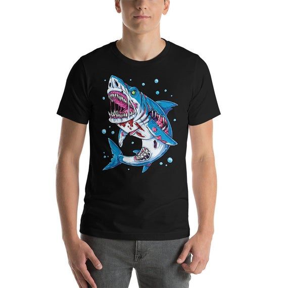 Shark Zombie T Shirt Halloween Costume Men Women Jawsome Funny Scary Gift Tees Short Sleeve Unisex T Shirt Print On Demand