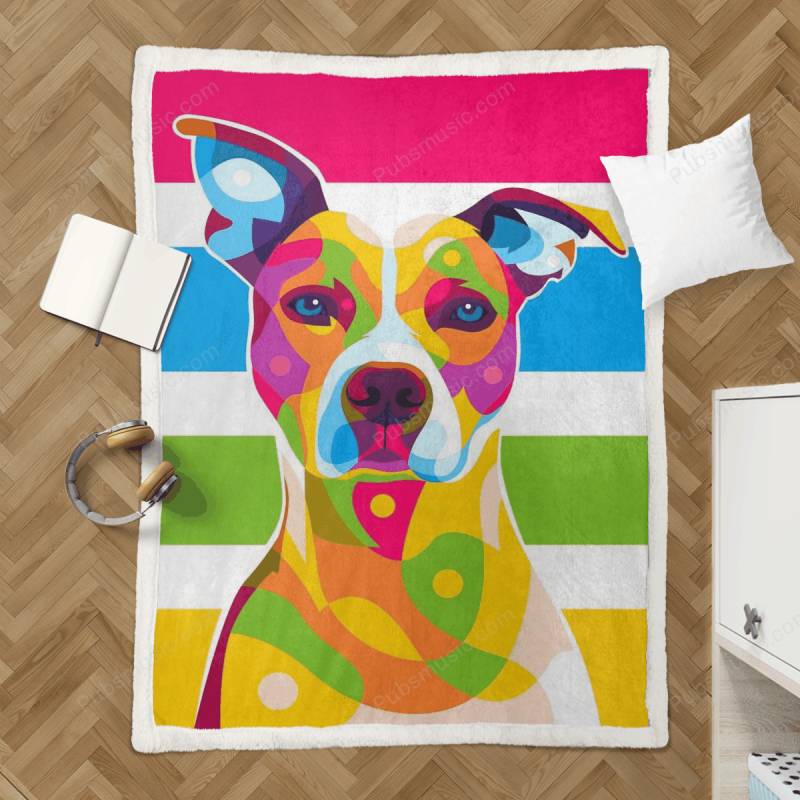 Seriously Face Dog Pop Art – Animal And Pet Sherpa Fleece Blanket