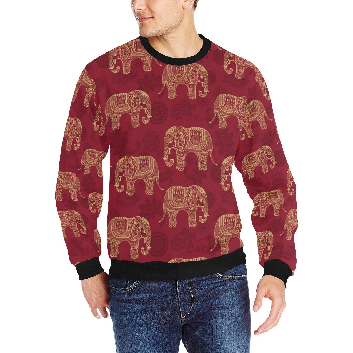 Elephant Tribal Pattern Men’s Crew Neck Sweatshirt