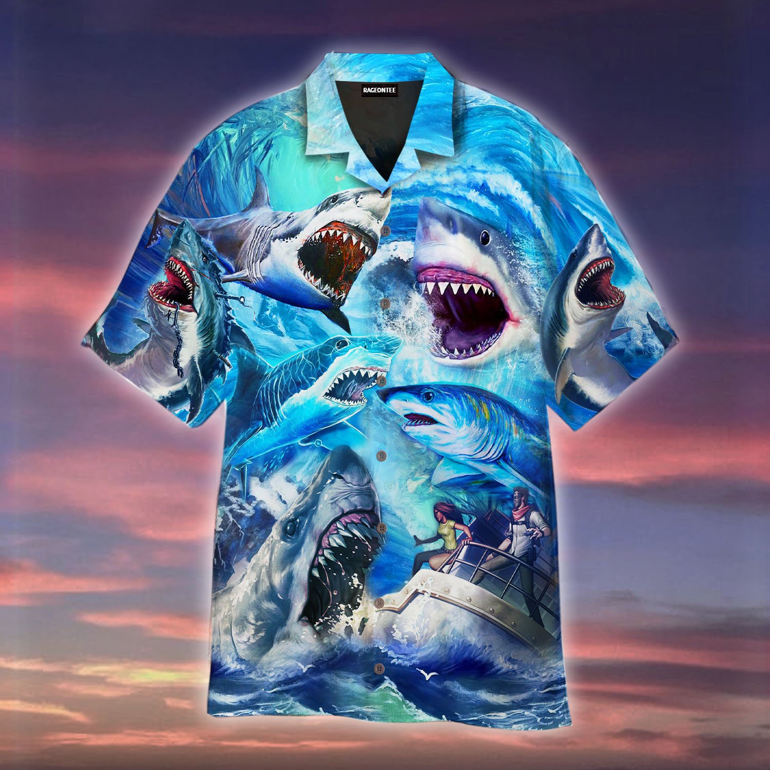 The Meg Shark Is Attacking Prey Hawaiian Shirt | For Men & Women | Adult | Wt1435