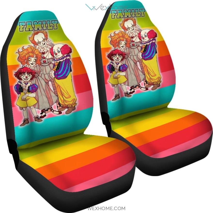 Horror Movie Car Seat Covers Pennywise Family Rainbow Seat Covers
