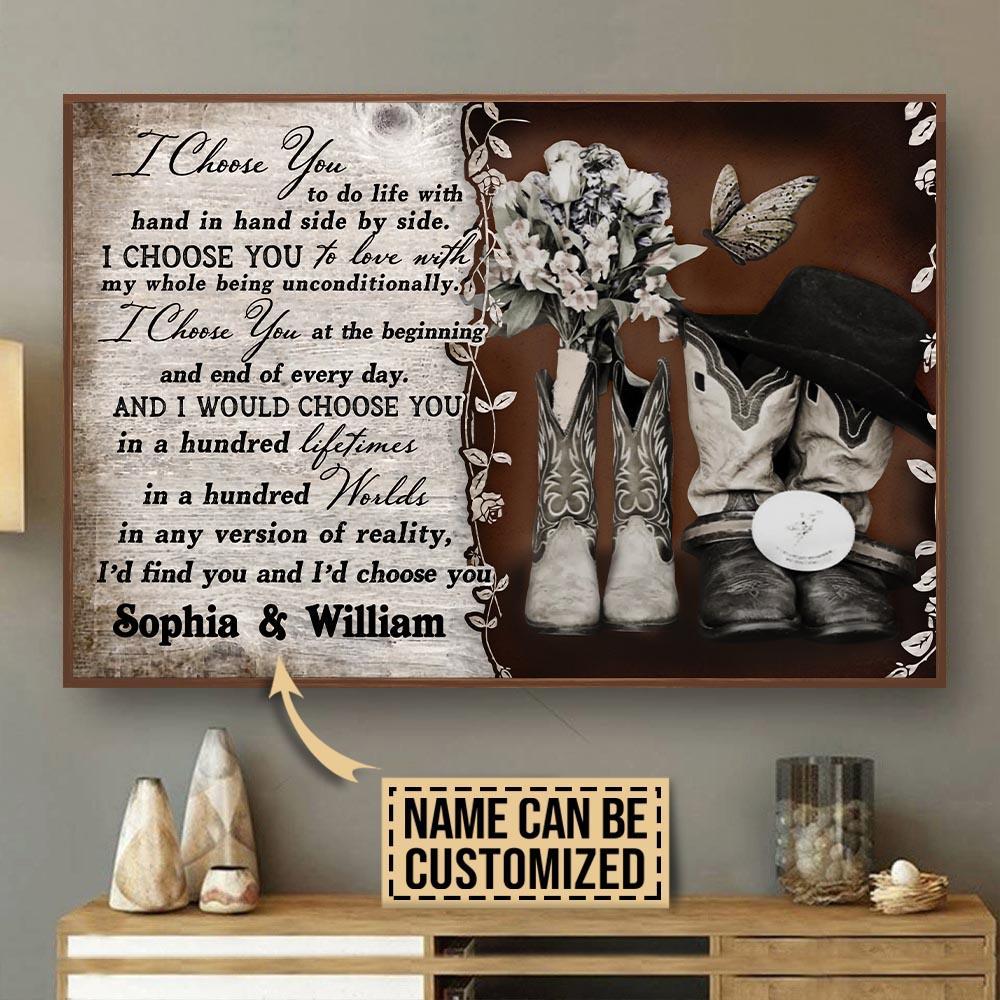 Aeticon Gifts Personalized Cowboy I Choose You Canvas Mom Dad Gift Home Decor