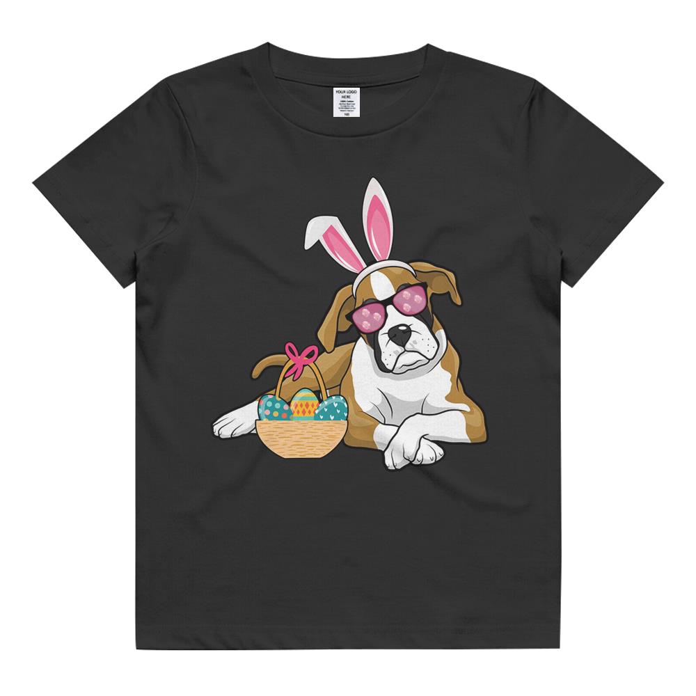 Easter Boxer Dog Bunny Rabbit Egg Hunter Easter Party Parade 2021 Kids T Shirt