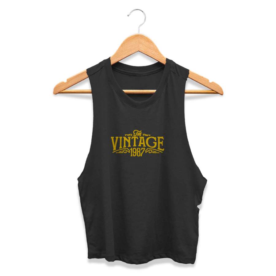 30th Birthday For Her The Vintage 1987 Graphic Gift Ideas CPY Womans Crop Tanktop Tee