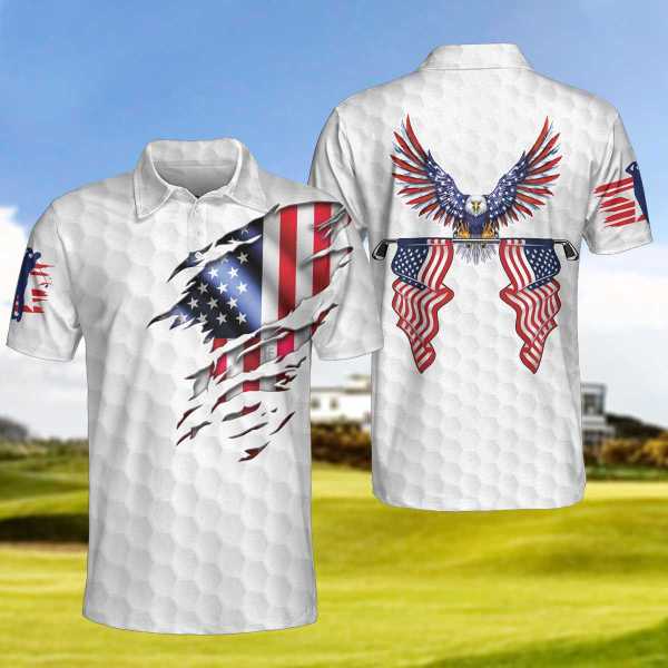 Eagle Spreading Usa Flag Wings Holding Golf Sticks With American Flag ...