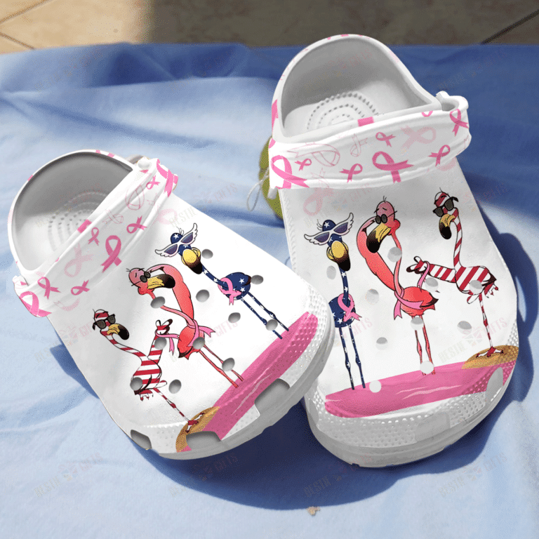 Funny Flamingo Awareness Breast Cancer Shoes clogs Birthday Christmas Gifts