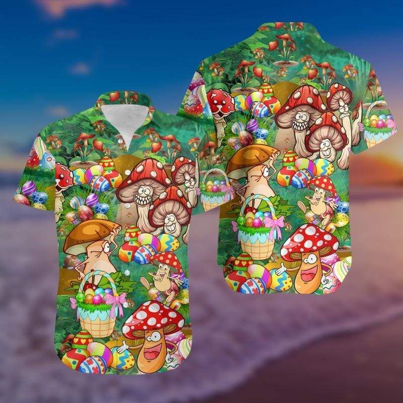 Shop From 1000 Unique Happy Easter Hippie Mushroom Red Green Unisex Hawaii Aloha Shirts Ha13961