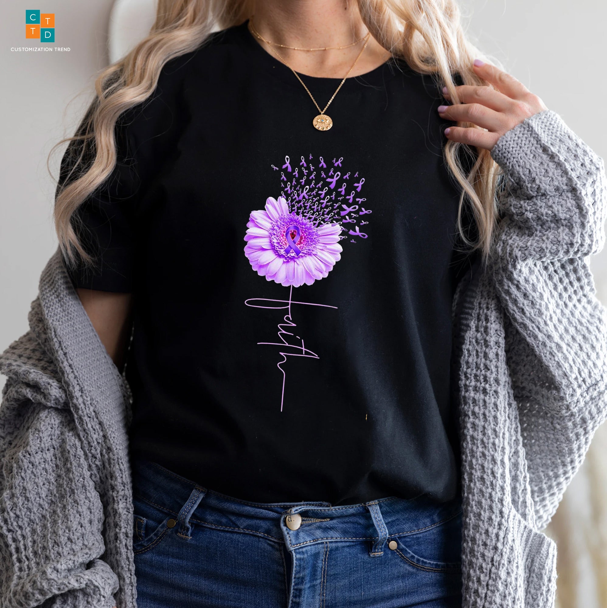 Breast Cancer Awareness Faith Flower Hoodie, Shirt