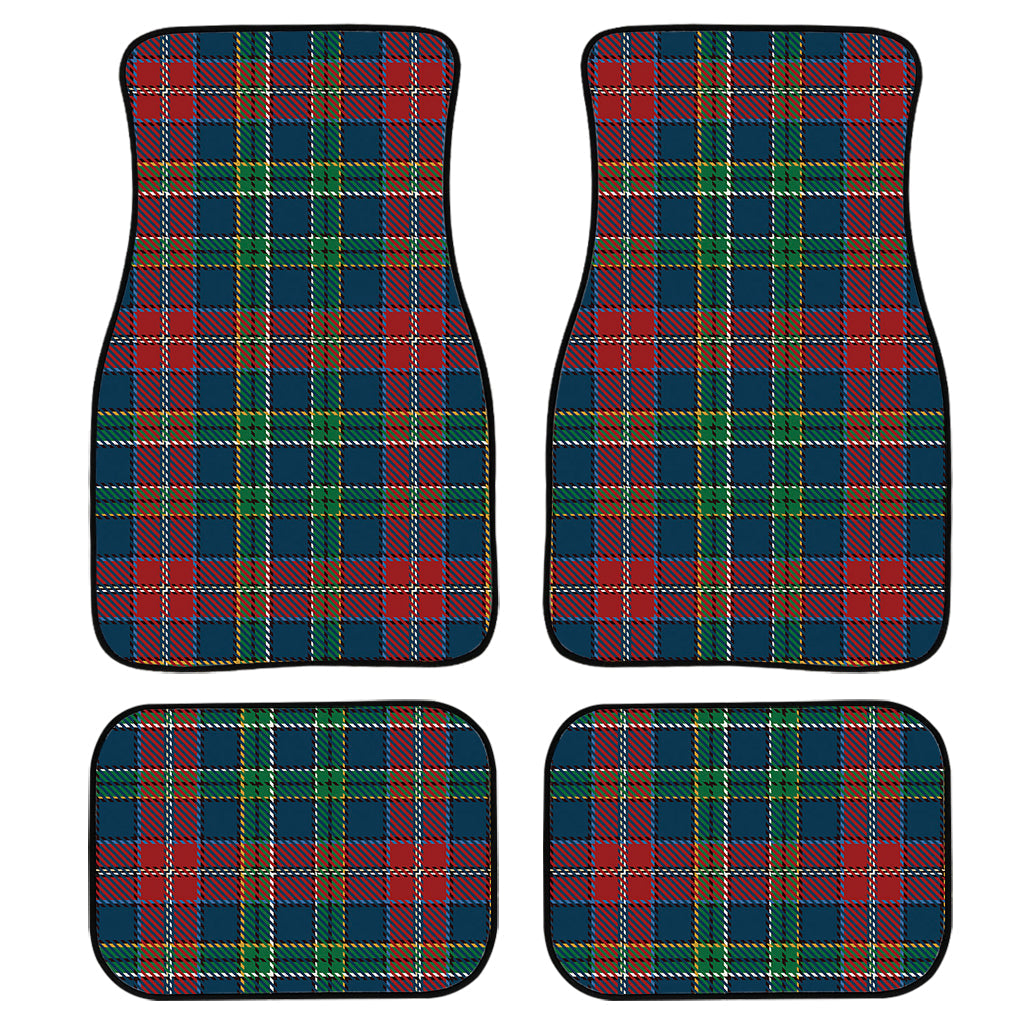 Blue Green And Red Scottish Plaid Print Front And Back Car Floor Mats, Front Car Mat