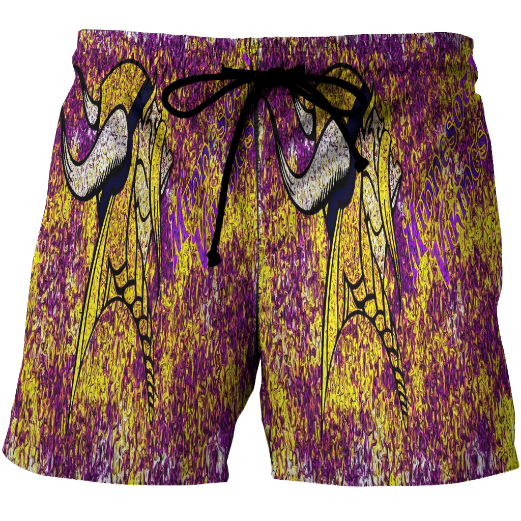 Minnesota Vikings Emblem Brush Oil Color 3D All Over Print Summer Beach Hawaiian Short