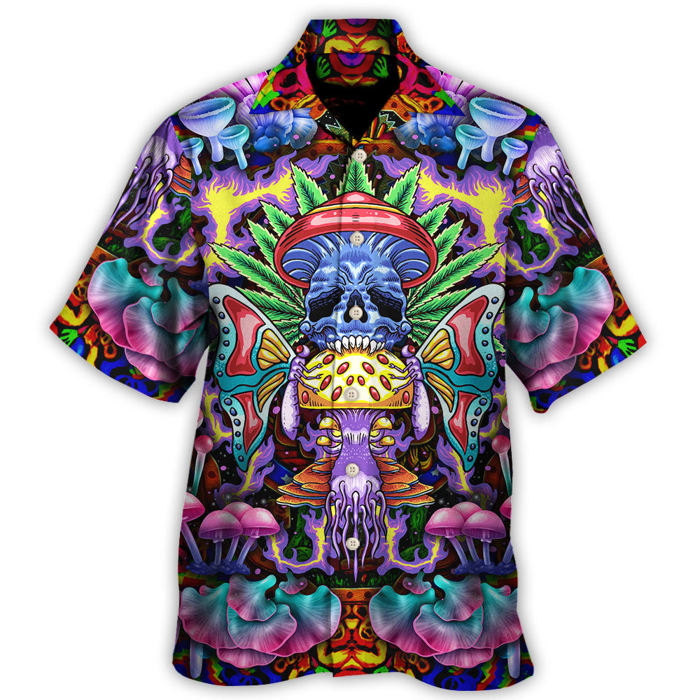 Hippie Mushroom And Skull Art Hawaii Shirt Ha24326