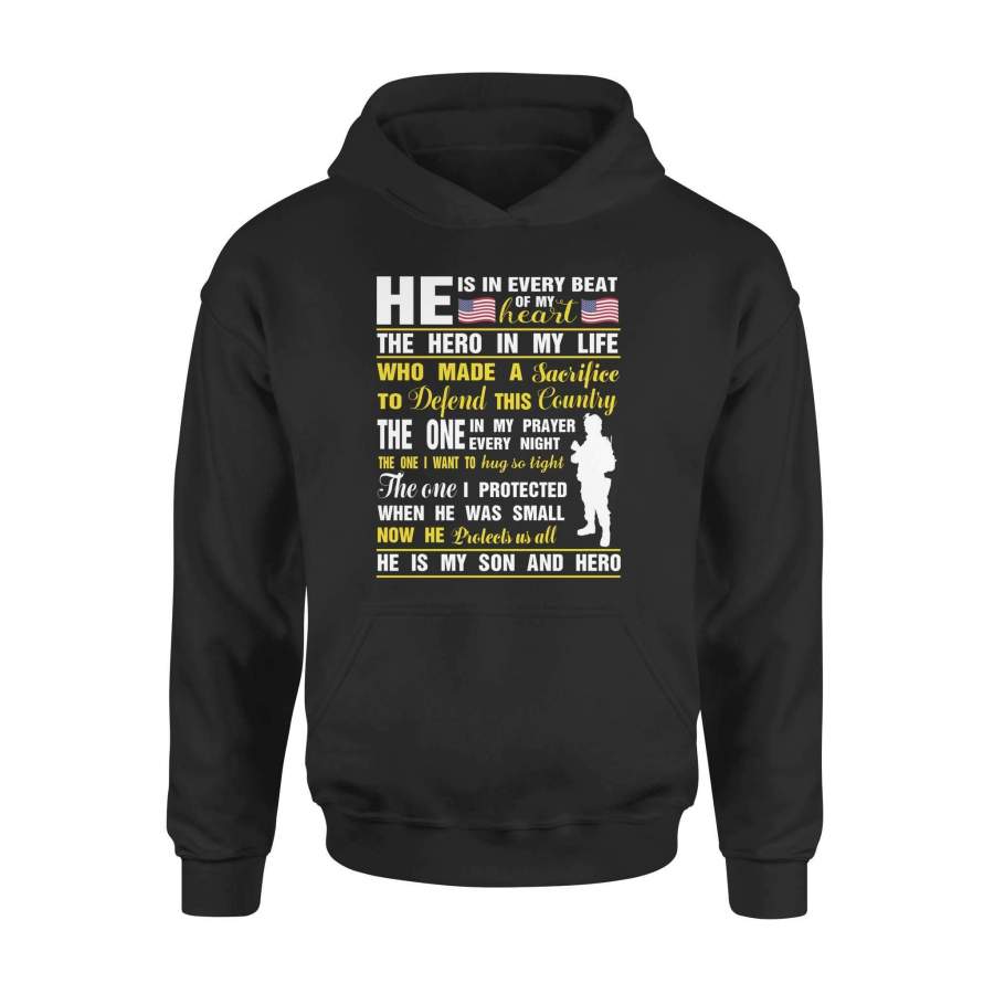 Veteran – He is in every beat of my heart – Standard Hoodie