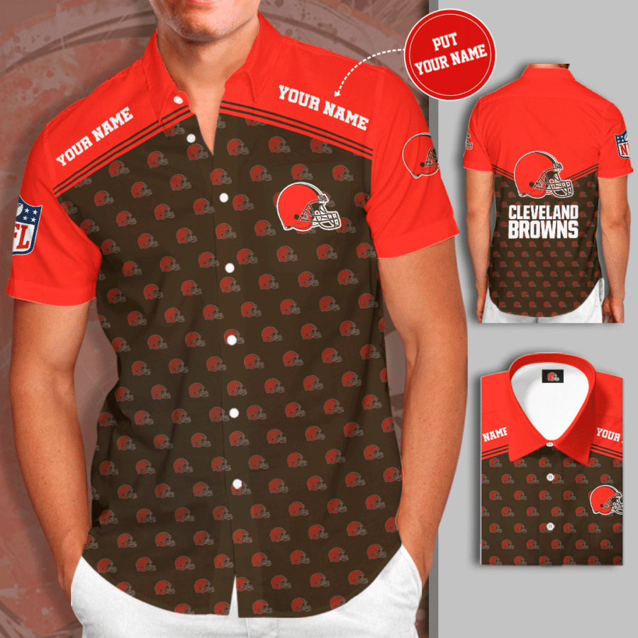 Personalized Cleveland Browns Team All Over Print Hawaiian Shirt-Brown-Tph