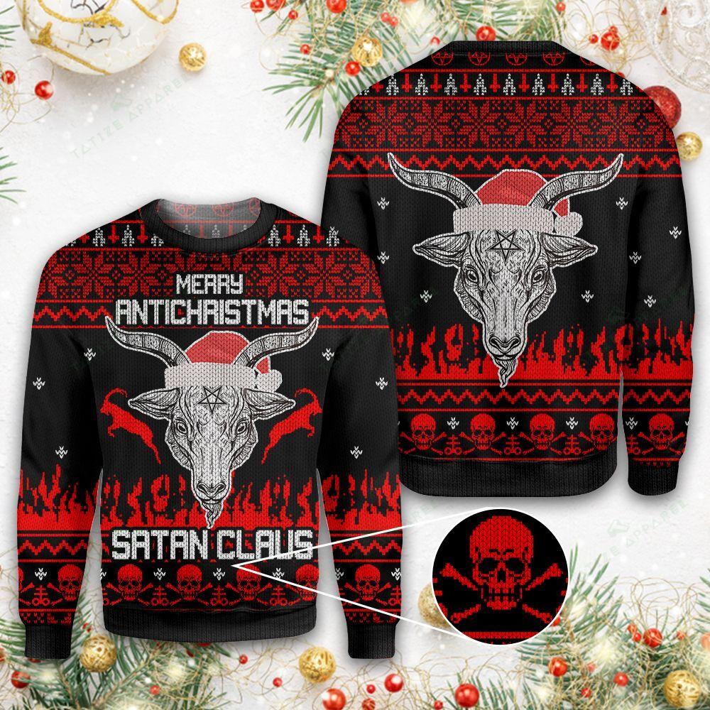 Merry Anti Christmas Satan  Claus Ugly Christmas Sweater | For Men & Women | Adult | Us6158