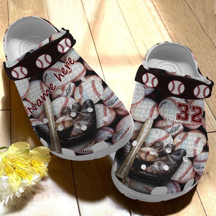 Baseball Personalize Clog, Custom Name, Text, Fashion Style For Women, Men, Kid, Print 3D I Love Playing Baseball ( Brown)