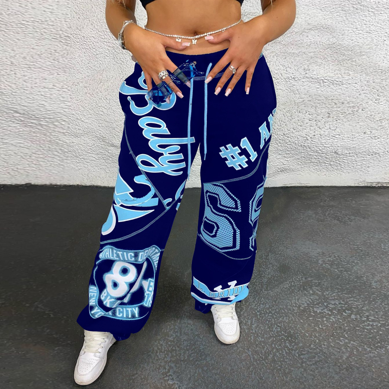 2021 New Fashion Casual Harem Pants Oversized Pants Pattern Printed Loose Wide Leg Pants Women’s Pants Drawstring Sweatpants alx