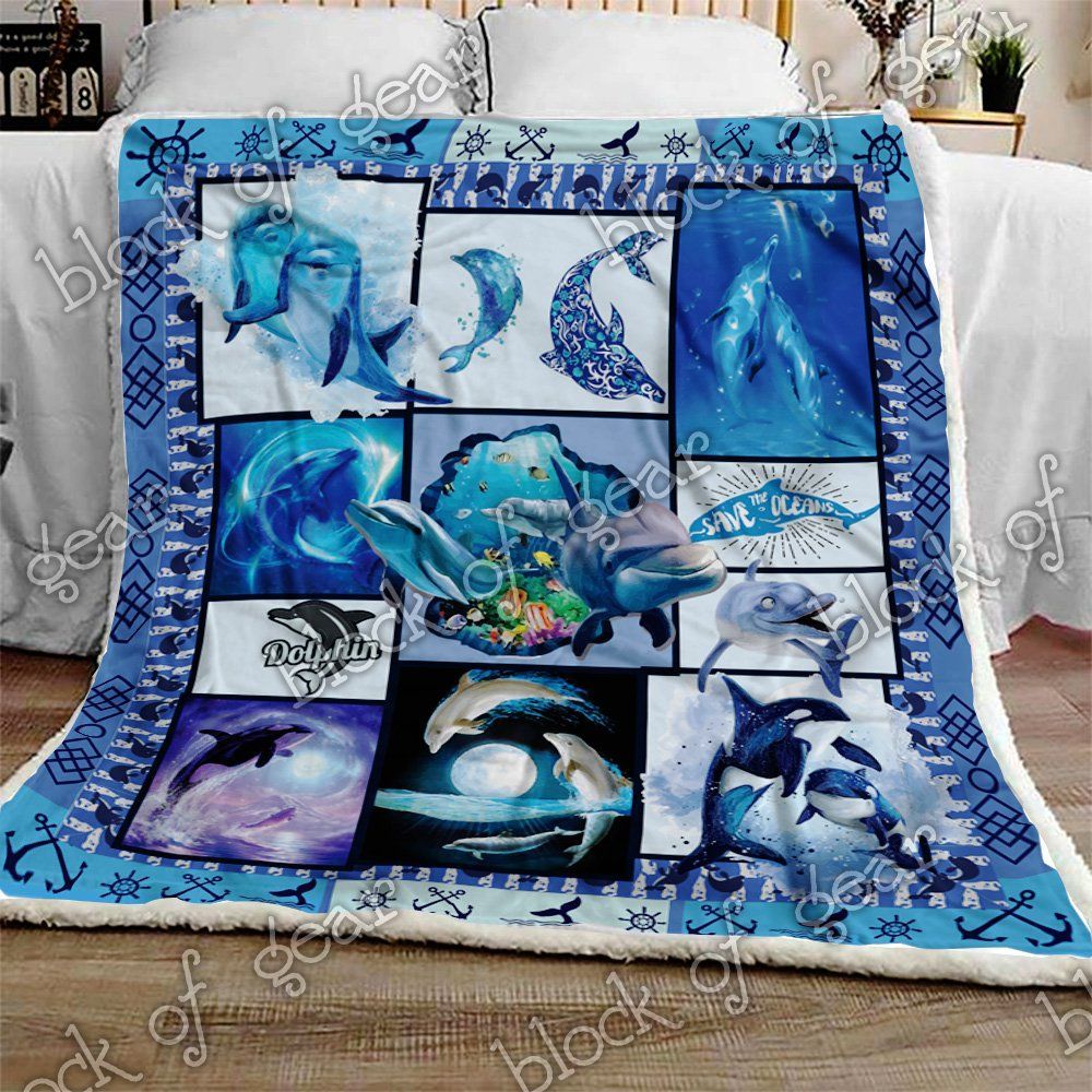 Dolphin Sherpa Fleece Blanket RR4040