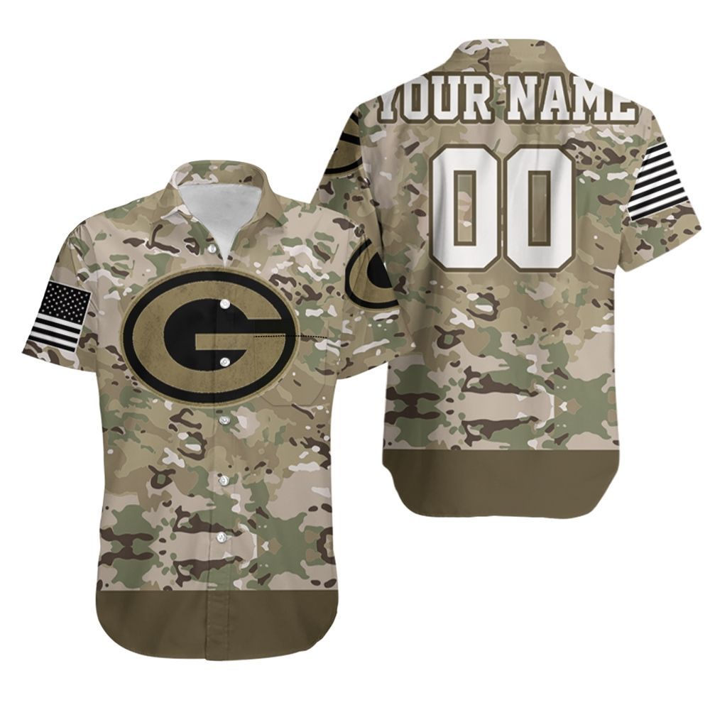 Green Bay Packers Camouflage Veteran Personalized Hawaii Shirt Ha93159