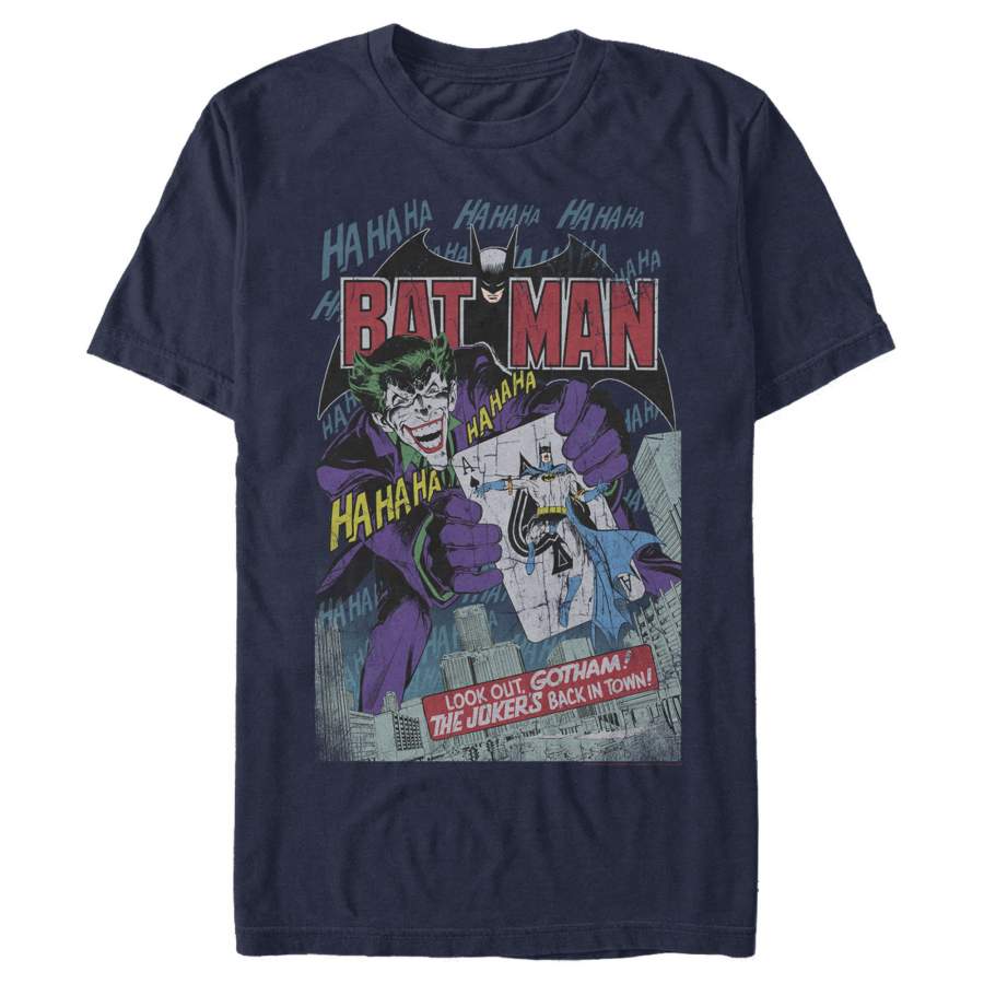 Batman Men’s Joker Vintage Card  T Shirt