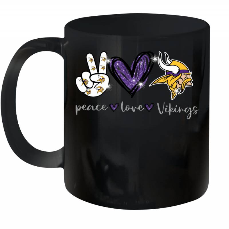 Peace Love Vikings gift for Minnesota Vikings Fans Ceramic Mug 11oz