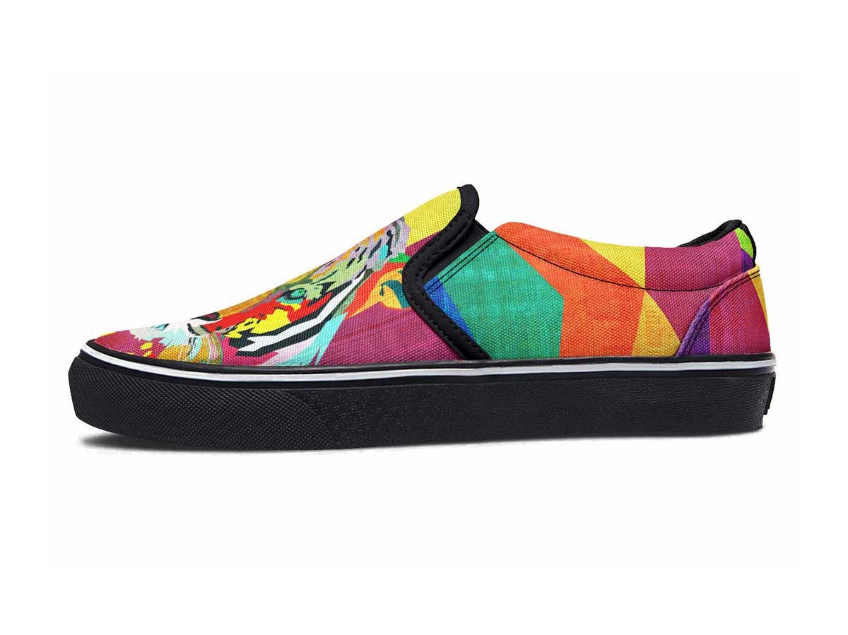 Tiger Pop, Slip Ons, Classic Sneakers, Streetwear, Vegan Shoes, Men’S Shoes, Woman’S Shoes, Custom Printed, Abstractprint